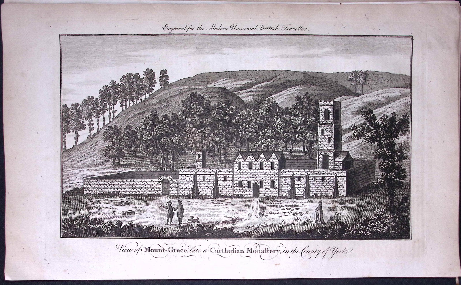 Carthusian Monastery Yorkshire Rare 247-Year-Old Antique Copperplate Engraving -13-TR (1 of 2)