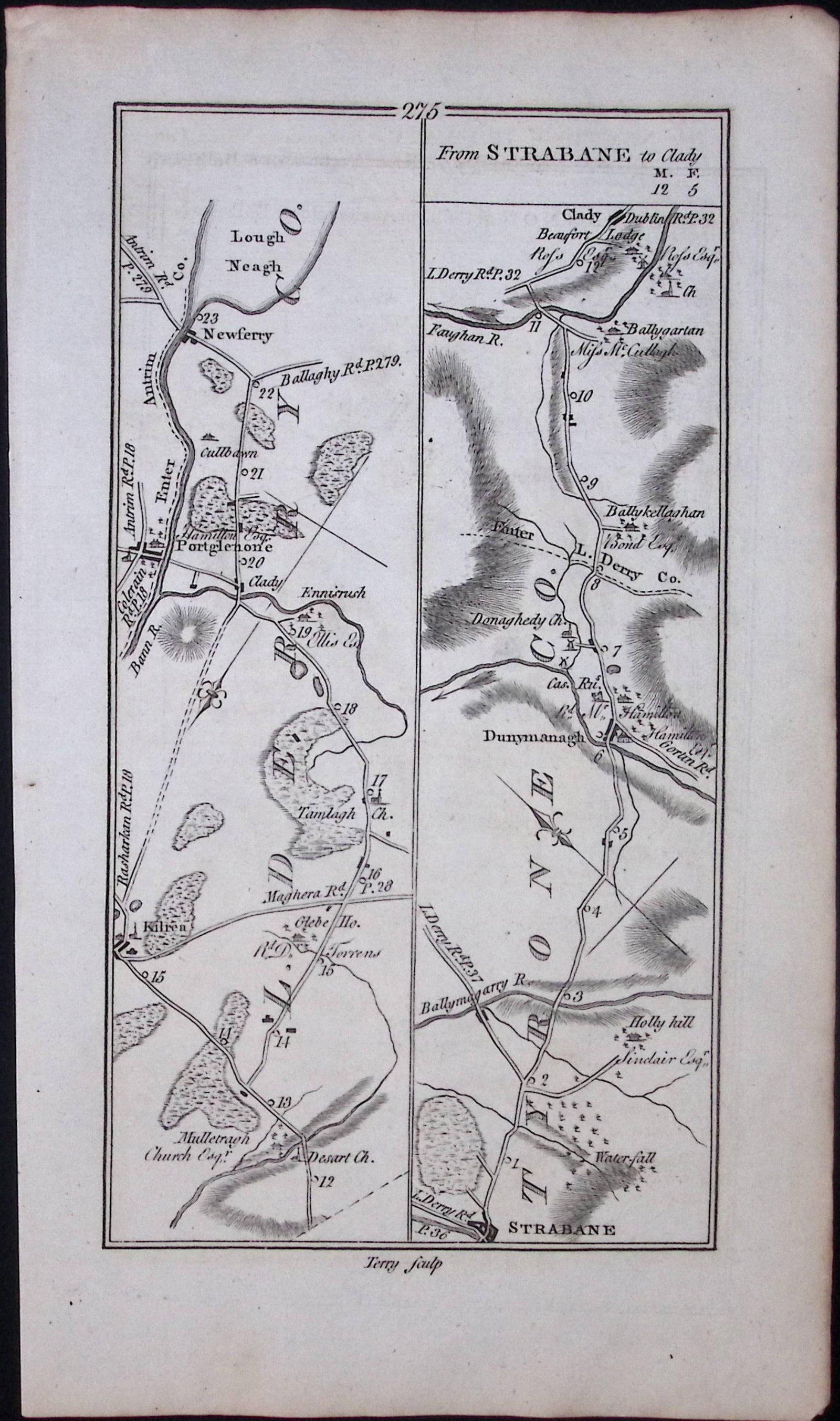 Ireland Rare Antique 1777 Road Map Dungannon, Newry, Strabane-276: Title: Ireland Rare Antique 1777 Road Map Dungannon, Newry, Strabane-276 Description: This Rare Irish Road Map Has Been Removed from a First Edition Copy of. Taylor & Skinners 17