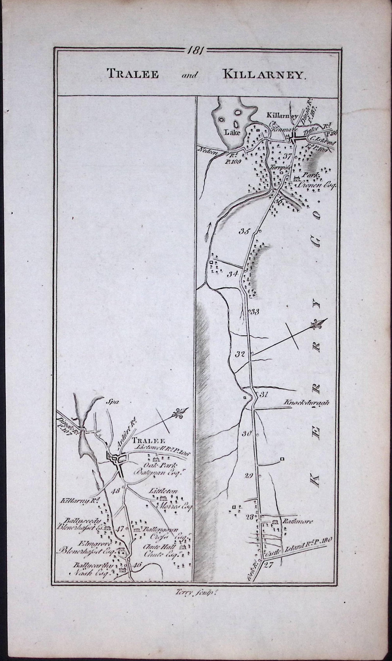 Ireland Rare Antique 245 Yr-Old Road Map Tralee-Killarney-Mallow-New Street-182: Title: Ireland Rare Antique 245 Yr-Old Road Map Tralee-Killarney-Mallow-New Street-182 Description: Ireland Rare Antique 245 Yr-Old Road Map Tralee-Killarney-Mallow-New Street-182 This Rare Iri