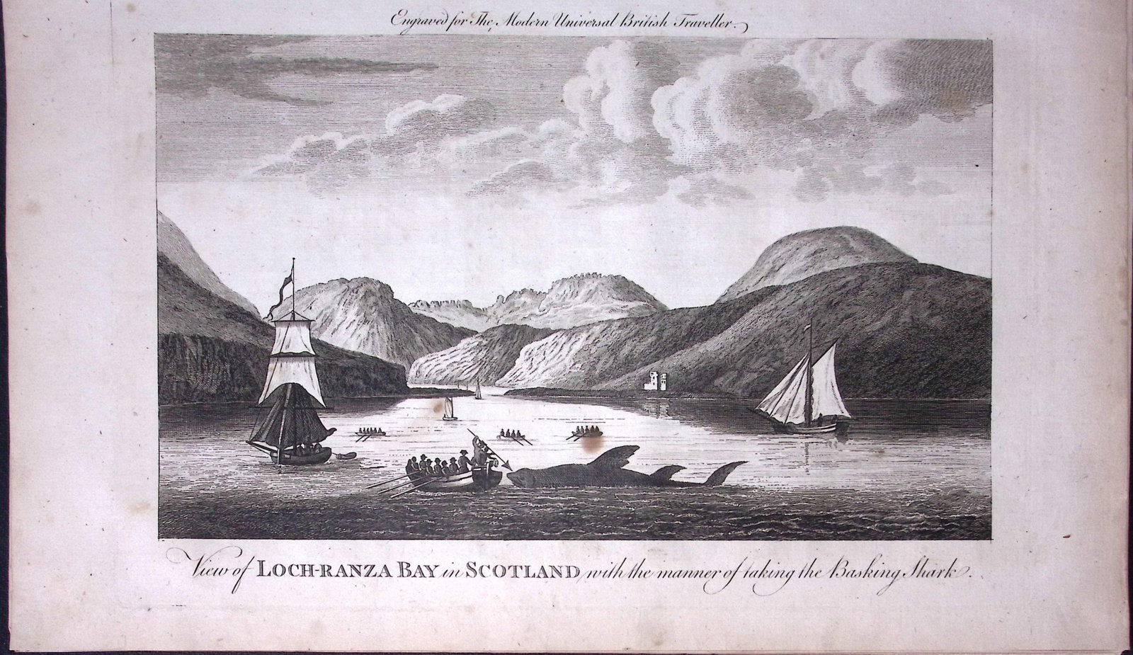 Loch -Ranza Bay Scotland Rare Large 247-Year-Old Antique Copperplate Engraving-4-TR: Title: Loch -Ranza Bay Scotland Rare Large 247-Year-Old Antique Copperplate Engraving-4-TR Description: This Antique 247-Year-Old Was Removed from an Edition Of. The Modern Universa