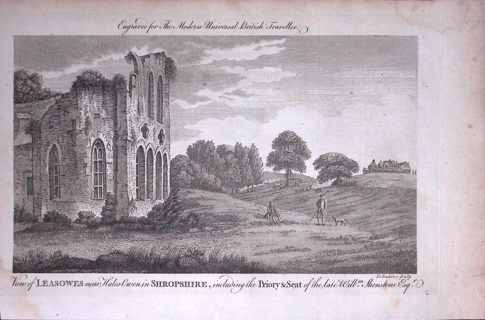 View of Leasowes Shropshire Rare 247-Year-Old Antique Copperplate Engraving-54-TR: Title: View of Leasowes Shropshire Rare 247-Year-Old Antique Copperplate Engraving-54-TR Description: This Antique 247-Year-Old Was Removed from an Edition Of. The Modern Universal