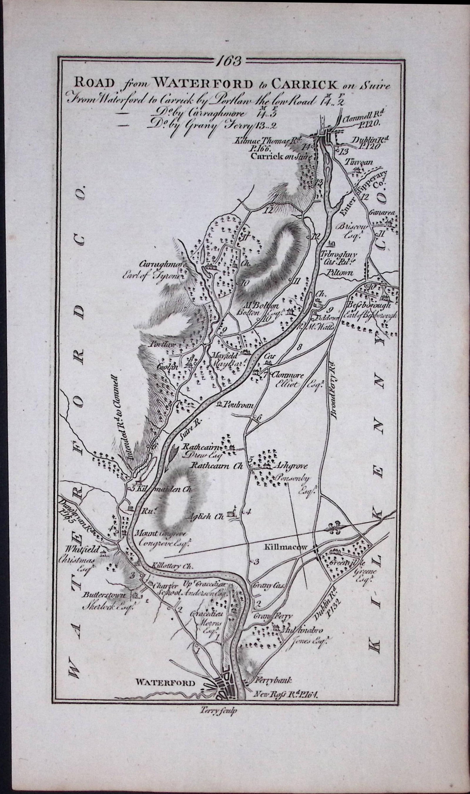 Ireland Rare Antique 245 Yr-Old Road Map Waterford-New Ross-Tramore-164: Title: Ireland Rare Antique 245 Yr-Old Road Map Waterford-New Ross-Tramore-164 Description: This Rare Irish Road Map Has Been Removed from a First Edition Copy of. Taylor & Skinners 1777