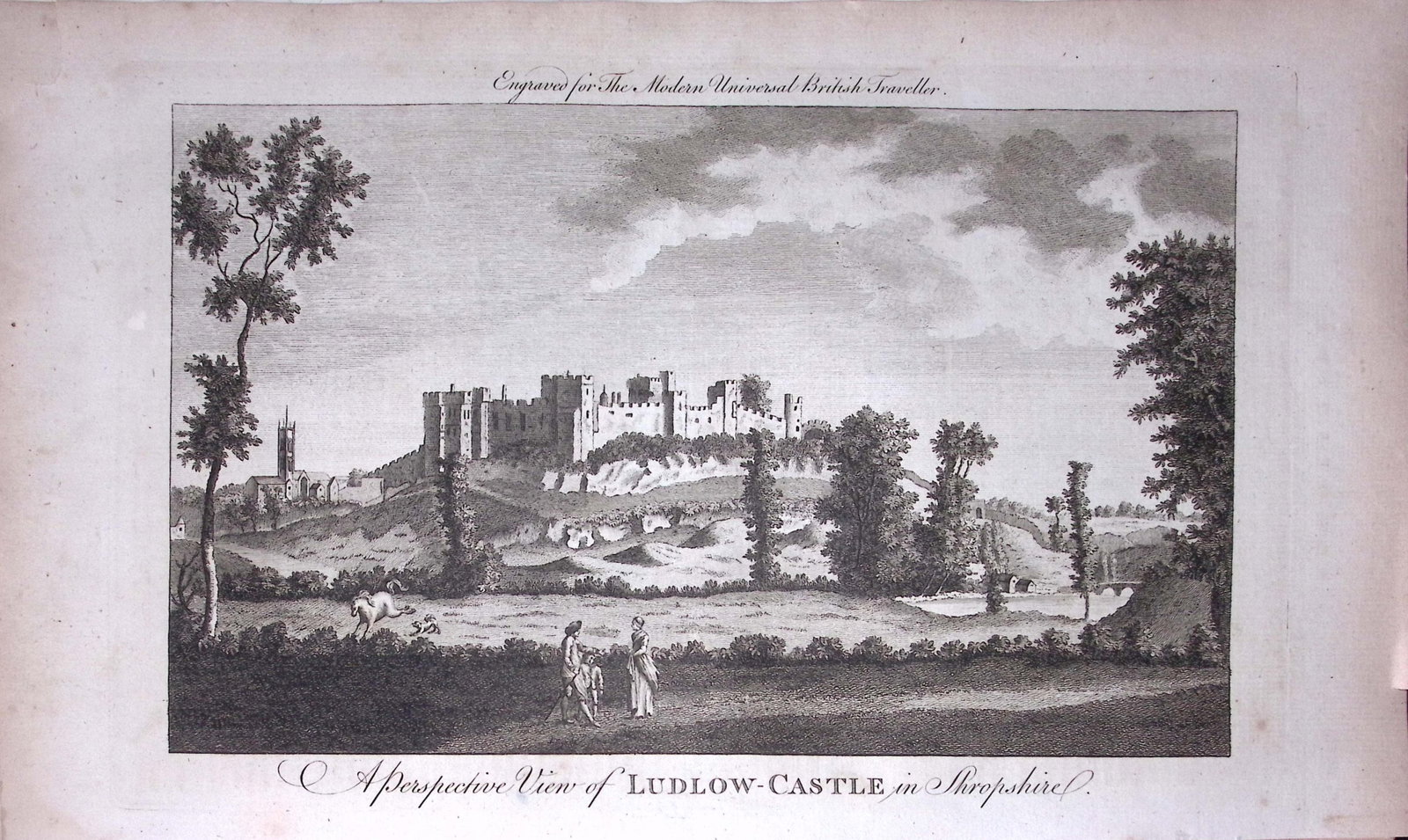Ludlow Castle Shropshire Rare Large 247-Year-Old Antique Copperplate Engraving-36 -TR (1 of 2)