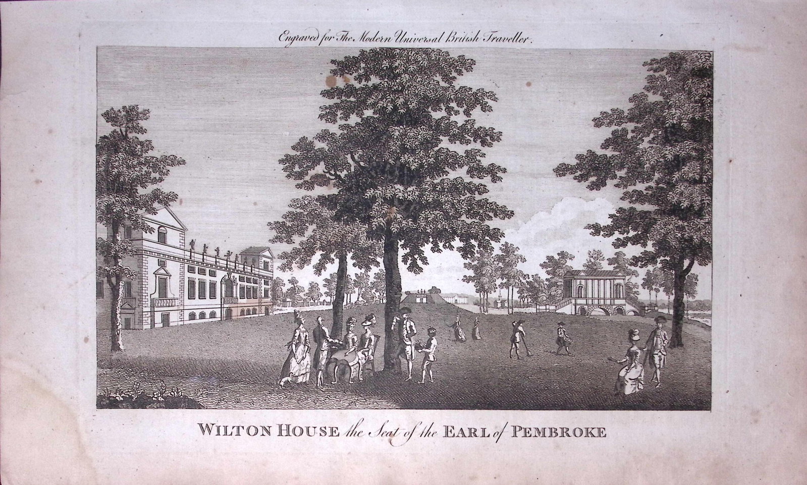 Wilton House Wiltshire Rare Large 247-Year-Old Antique Copperplate Engraving -19-TR (1 of 2)