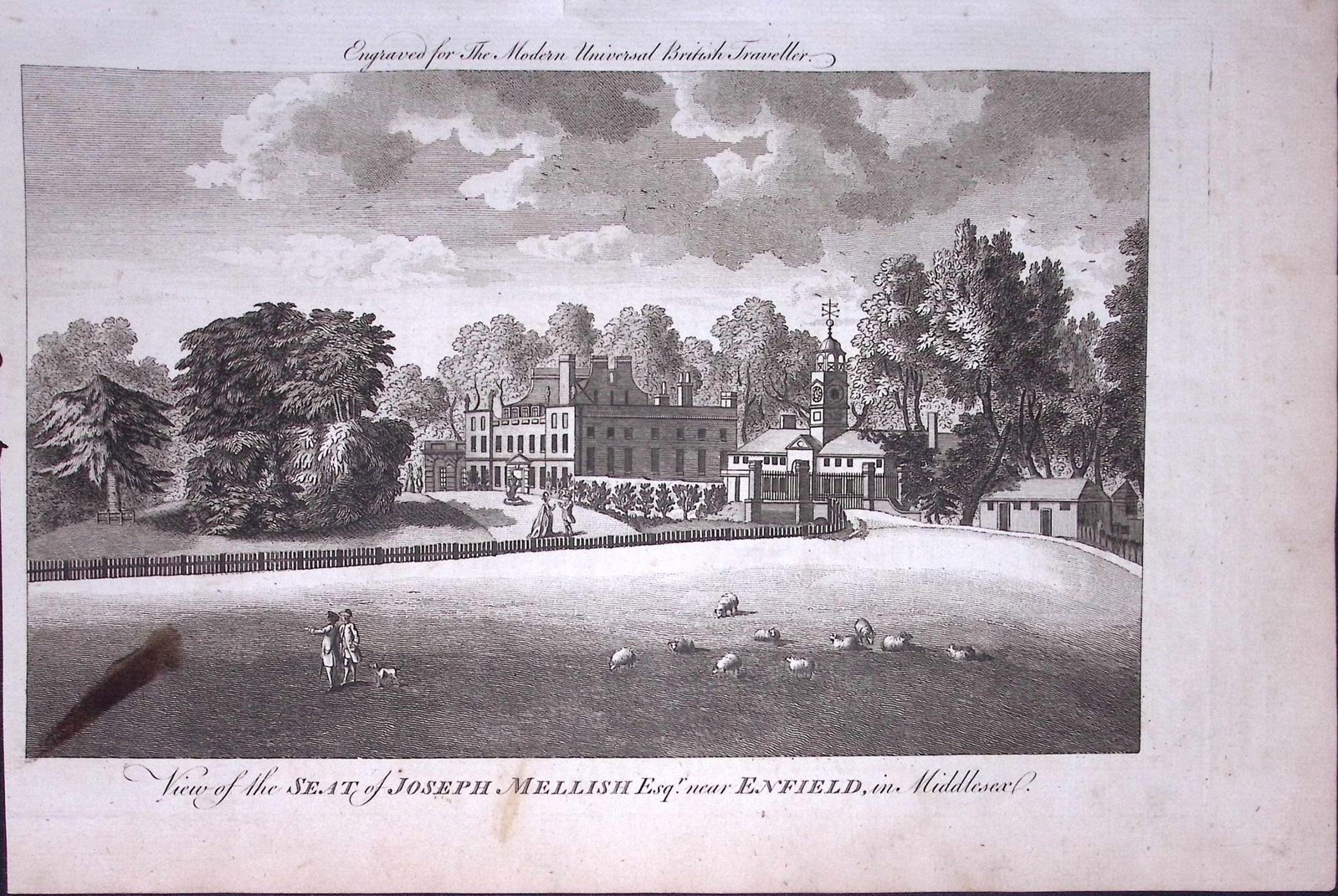 London Enfield Rare Large 247-Year-Old Antique Copperplate Engraving-65-TR (1 of 2)