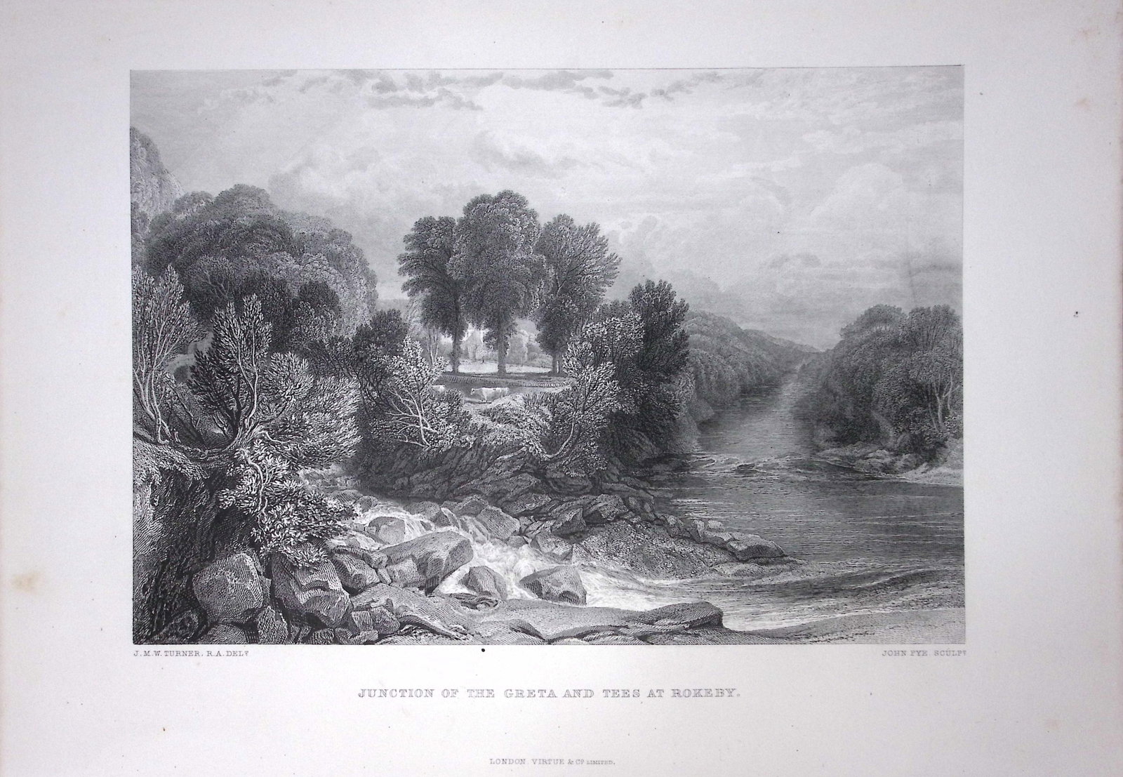 J.M.W Turner Greta & Tees at Rokeby Durham Antique Steel Engraving-106-TR: Title: J.M.W Turner Greta & Tees at Rokeby Durham Antique Steel Engraving-106-TR Description: This Antique Steel-Engraving Was Removed from a Edition Of. The Turner Gallery a Se