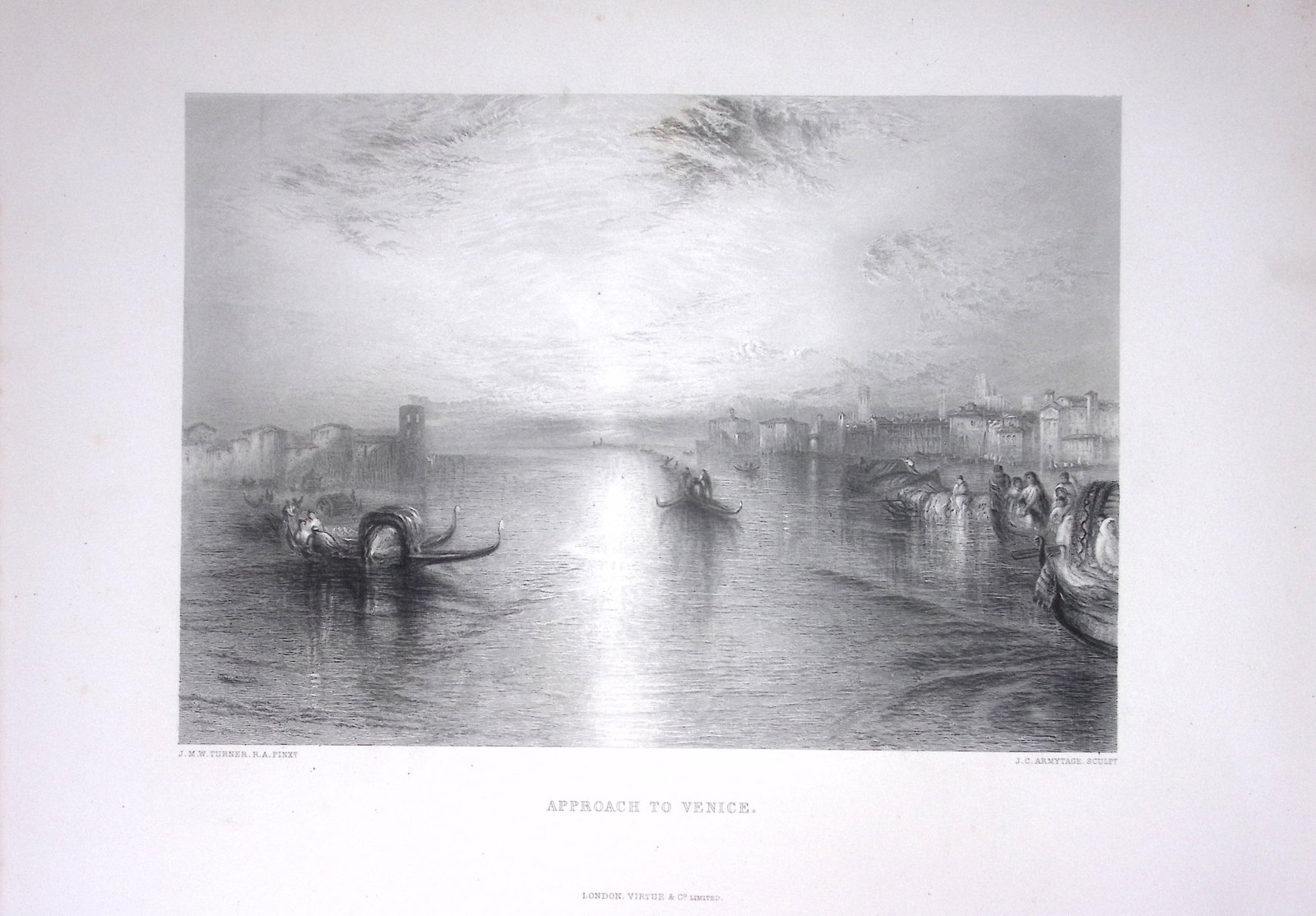 J.M.W Turner The Approach To Venice Antique Steel Engraving-7-TR: Title: J.M.W Turner The Approach To Venice Antique Steel Engraving-7-TR Description: This Antique Steel-Engraving Was Removed from an Edition Of. The Turner Gallery a Series of 120