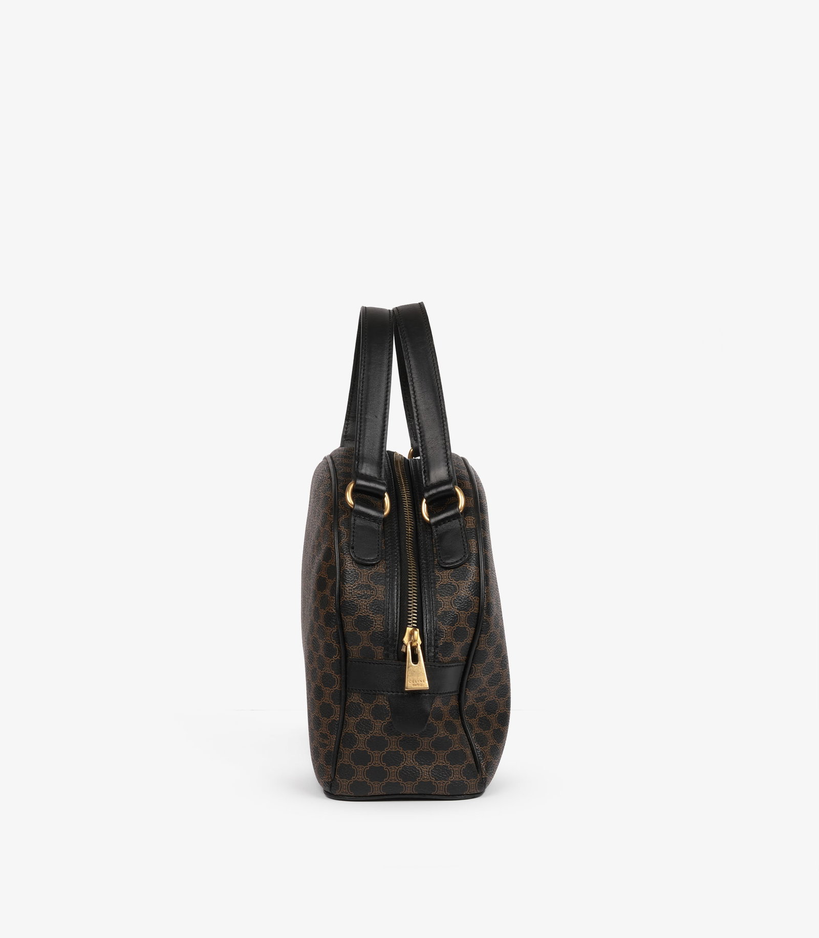 Celine Brown Macadam Monogram Coated Canvas & Black Calfskin Leather Vintage Bowling Bag - 4