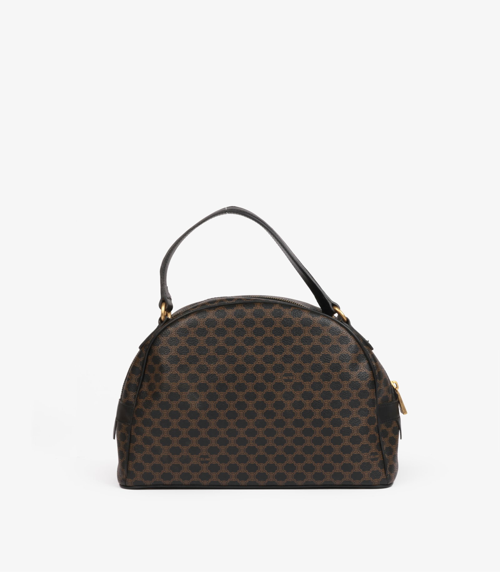 Celine Brown Macadam Monogram Coated Canvas & Black Calfskin Leather Vintage Bowling Bag - 5