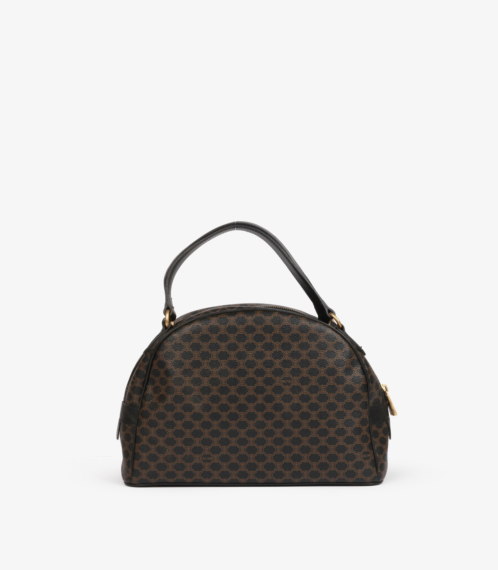Celine Brown Macadam Monogram Coated Canvas & Black Calfskin Leather Vintage Bowling Bag - 7