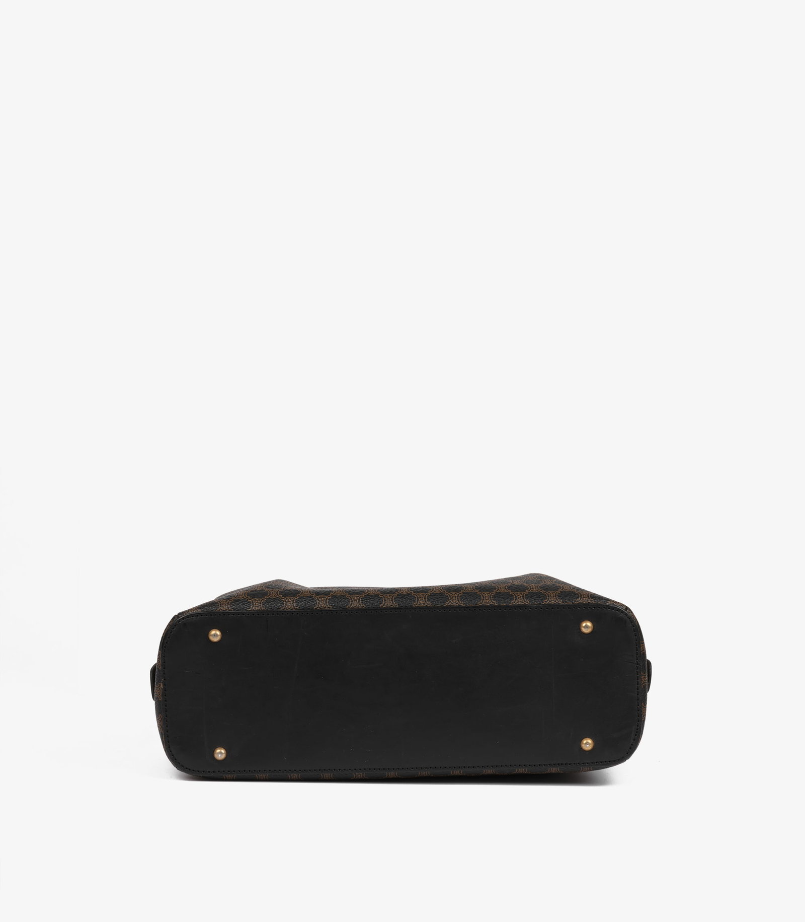 Celine Brown Macadam Monogram Coated Canvas & Black Calfskin Leather Vintage Bowling Bag - 8