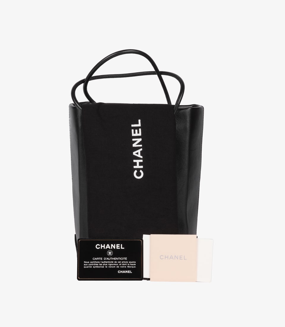 Chanel Black & White Lambskin Mini Shopping Bag Tote - 12