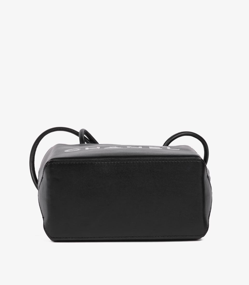 Chanel Black & White Lambskin Mini Shopping Bag Tote - 7