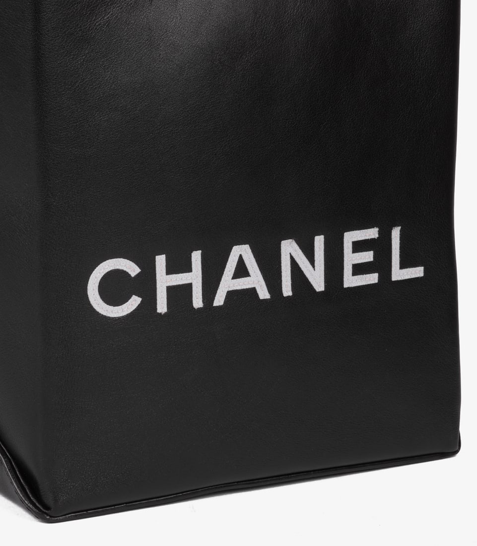 Chanel Black & White Lambskin Mini Shopping Bag Tote - 8
