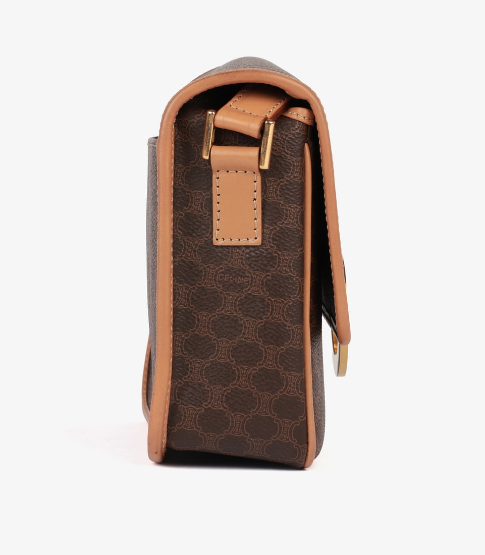 Celine Brown Macadam Monogram Coated Canvas & Calfskin Leather Vintage Messenger Bag - 4