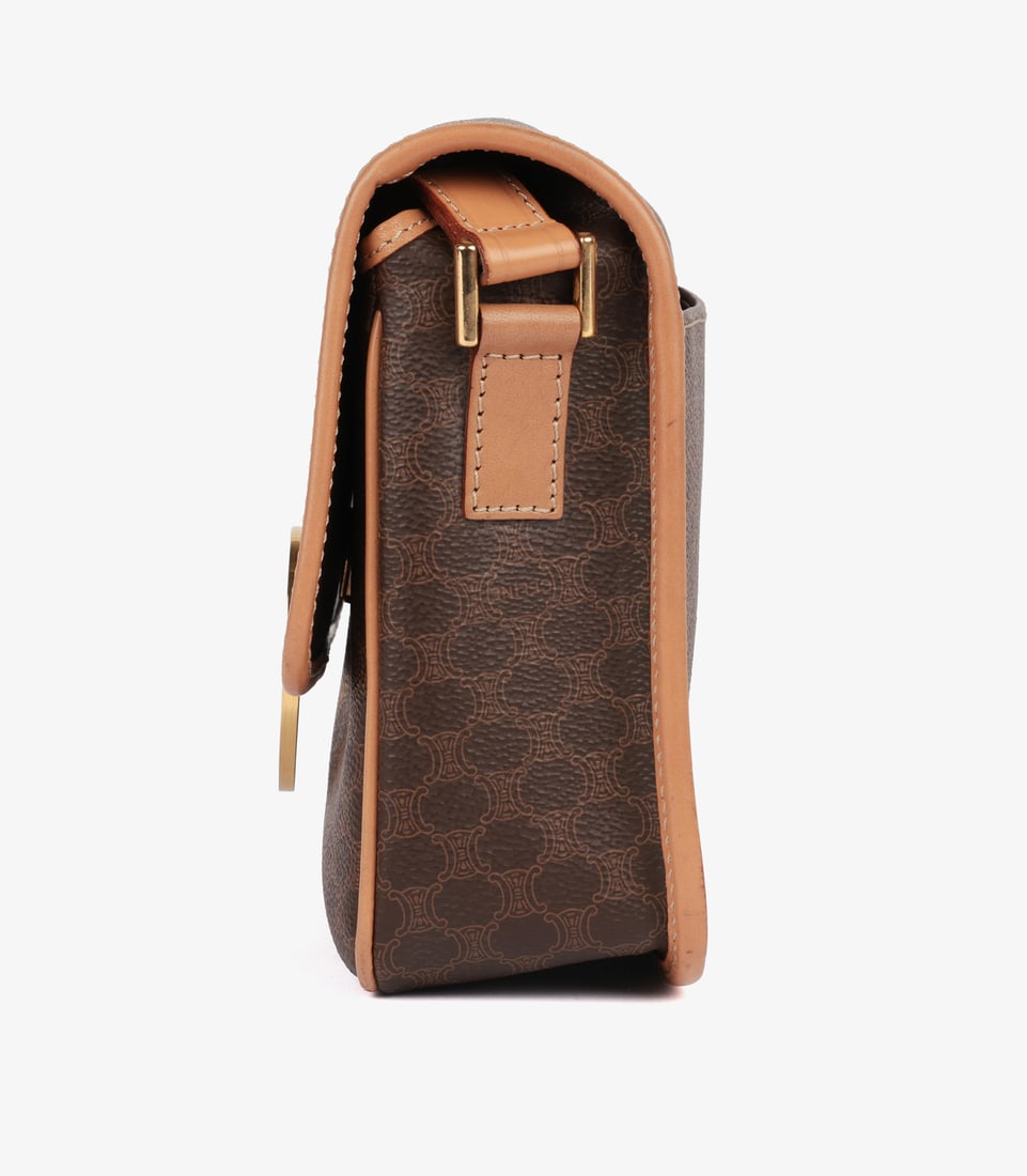 Celine Brown Macadam Monogram Coated Canvas & Calfskin Leather Vintage Messenger Bag - 5
