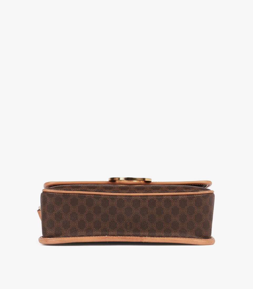 Celine Brown Macadam Monogram Coated Canvas & Calfskin Leather Vintage Messenger Bag - 6
