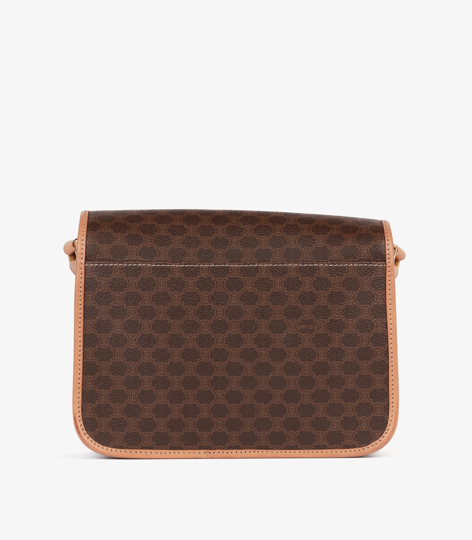 Celine Brown Macadam Monogram Coated Canvas & Calfskin Leather Vintage Messenger Bag - 7