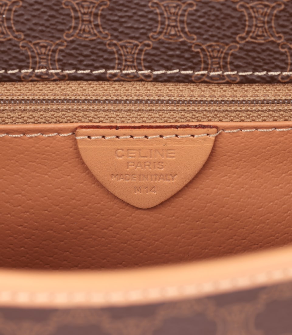 Celine Brown Macadam Monogram Coated Canvas & Calfskin Leather Vintage Messenger Bag - 9