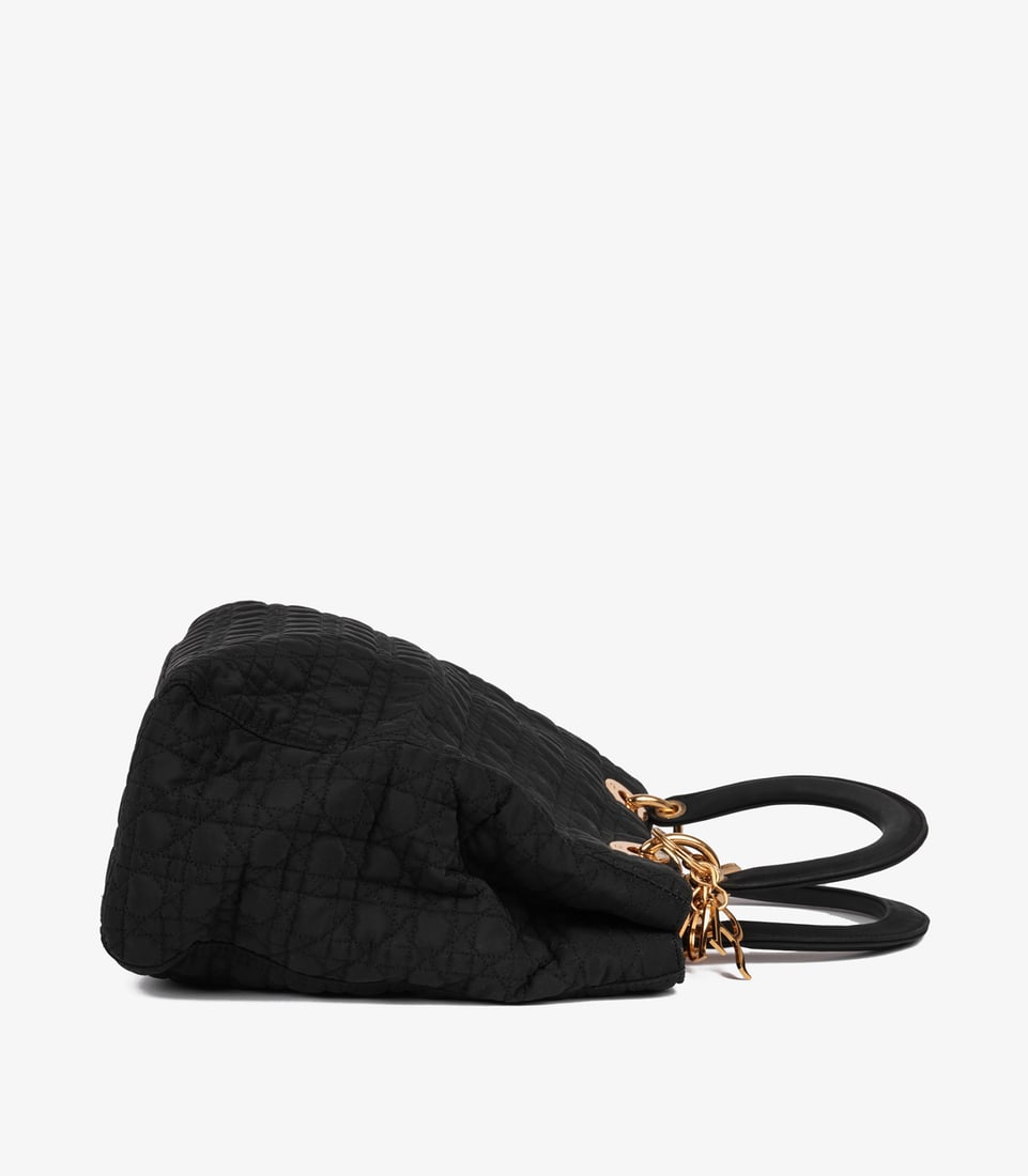 Christian Dior Black Quilted Nylon Vintage Large Lady Dior - 3