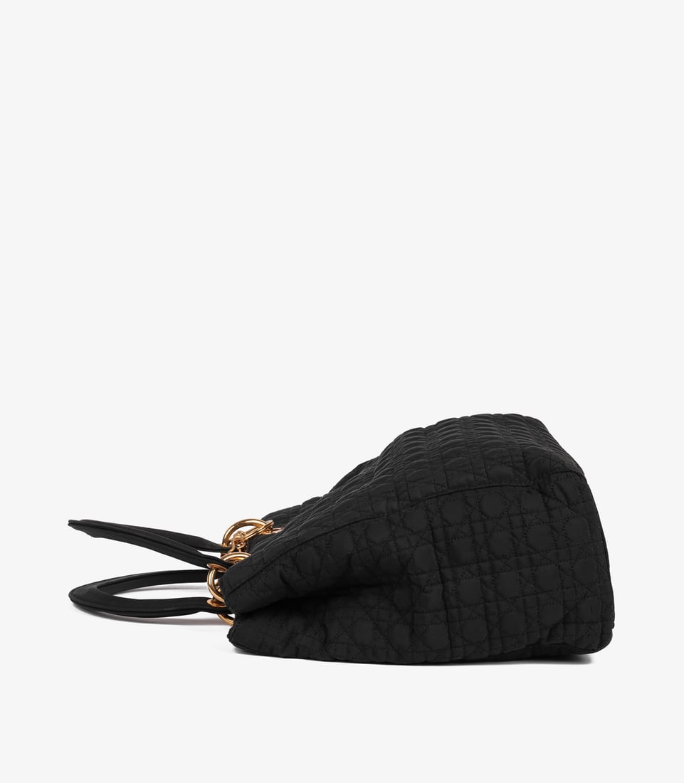 Christian Dior Black Quilted Nylon Vintage Large Lady Dior - 4
