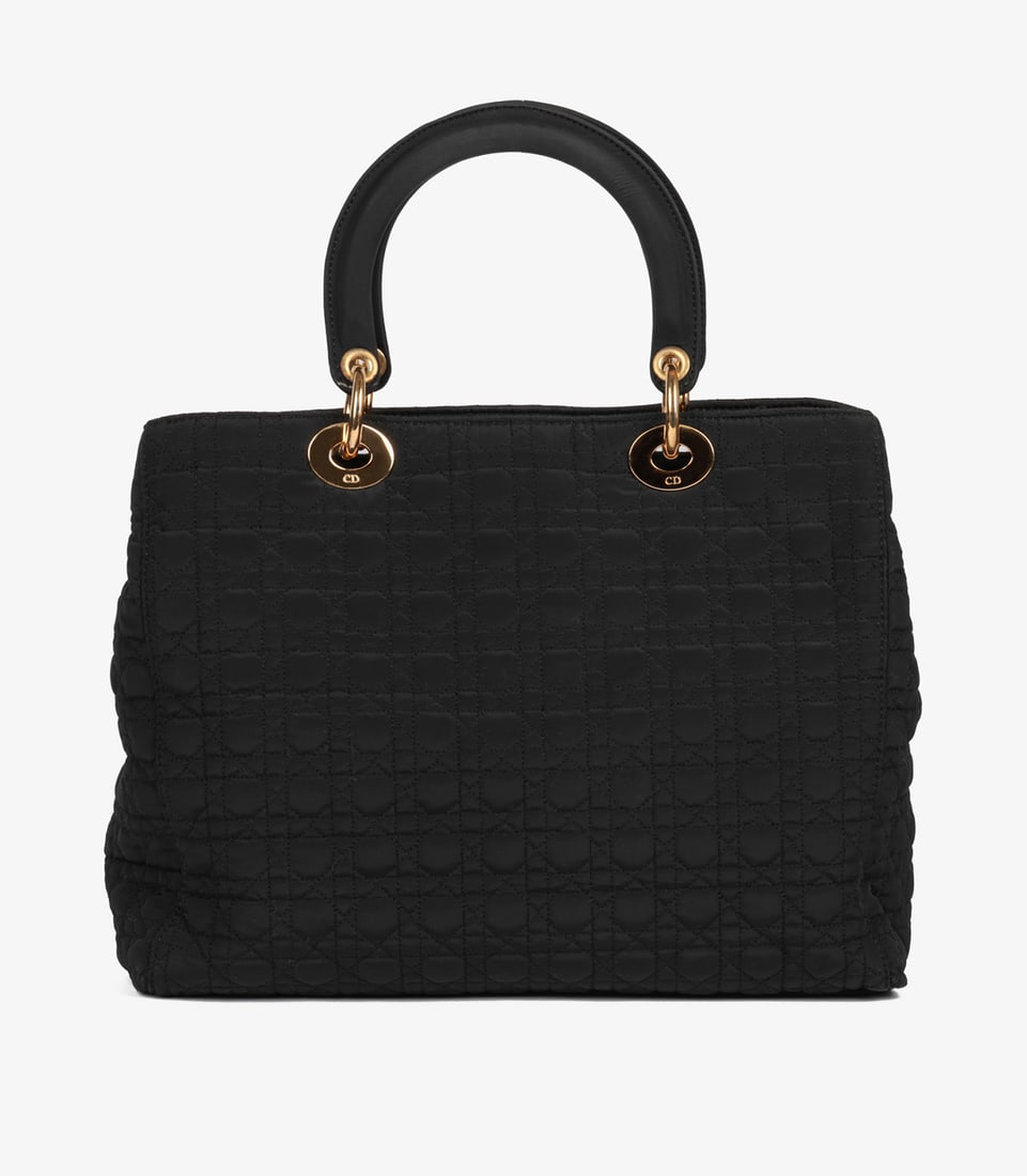 Christian Dior Black Quilted Nylon Vintage Large Lady Dior - 5