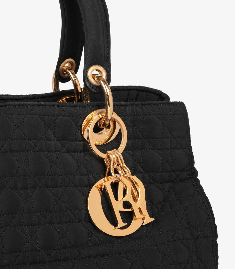 Christian Dior Black Quilted Nylon Vintage Large Lady Dior - 7