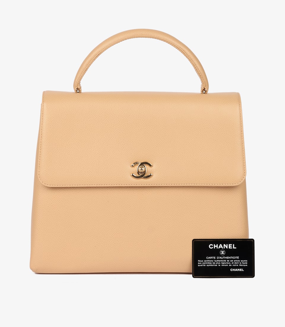 Chanel Beige Caviar Leather Vintage Classic Kelly - 11
