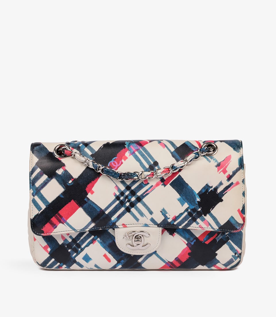 Chanel White Multicolour Quilted Lambskin Airlines Medium Classic Double Flap Bag (1 of 14)