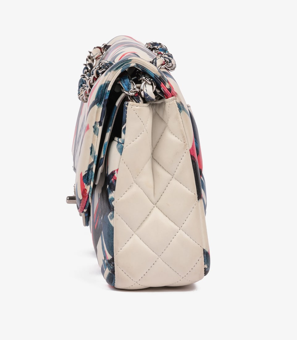 Chanel White Multicolour Quilted Lambskin Airlines Medium Classic Double Flap Bag - 5