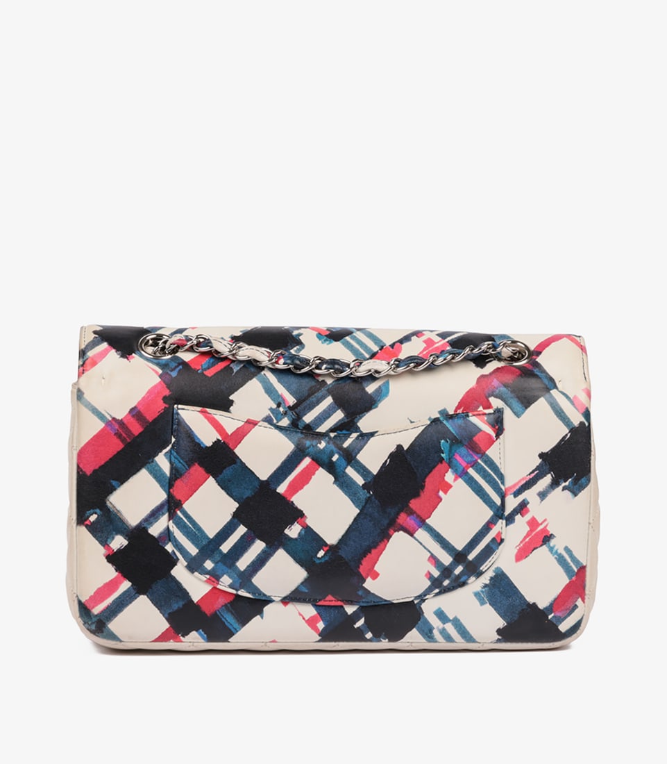 Chanel White Multicolour Quilted Lambskin Airlines Medium Classic Double Flap Bag - 6