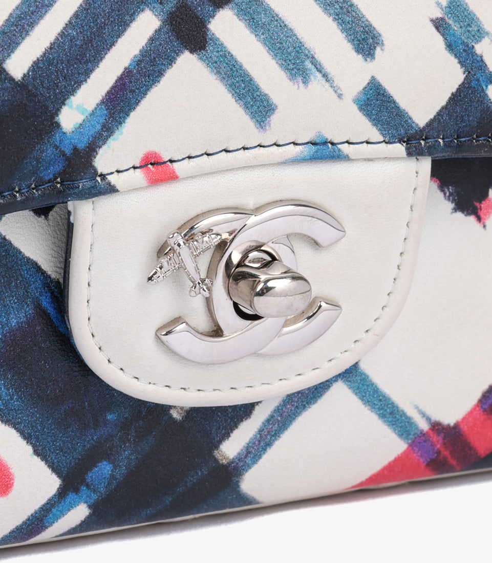 Chanel White Multicolour Quilted Lambskin Airlines Medium Classic Double Flap Bag - 8