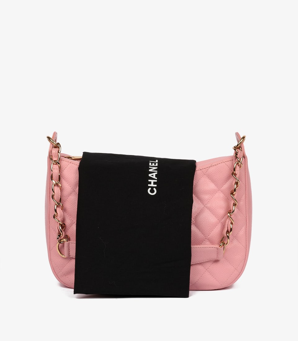 Chanel Pink Quilted Caviar Leather Vintage Timeless Hobo Bag - 11