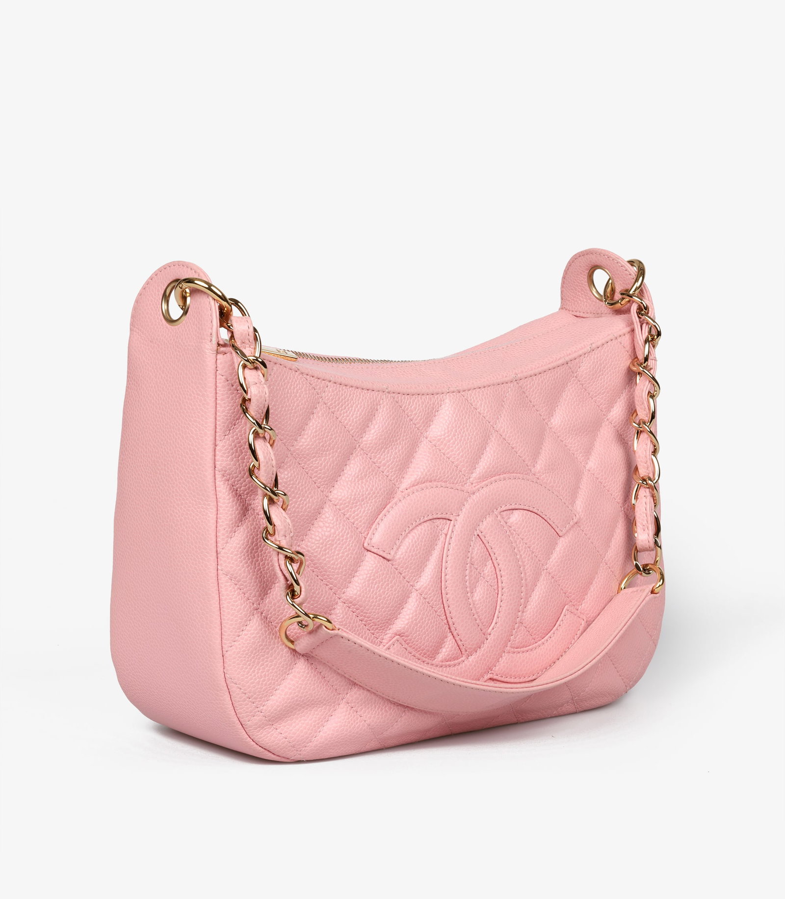 Chanel Pink Quilted Caviar Leather Vintage Timeless Hobo Bag - 3