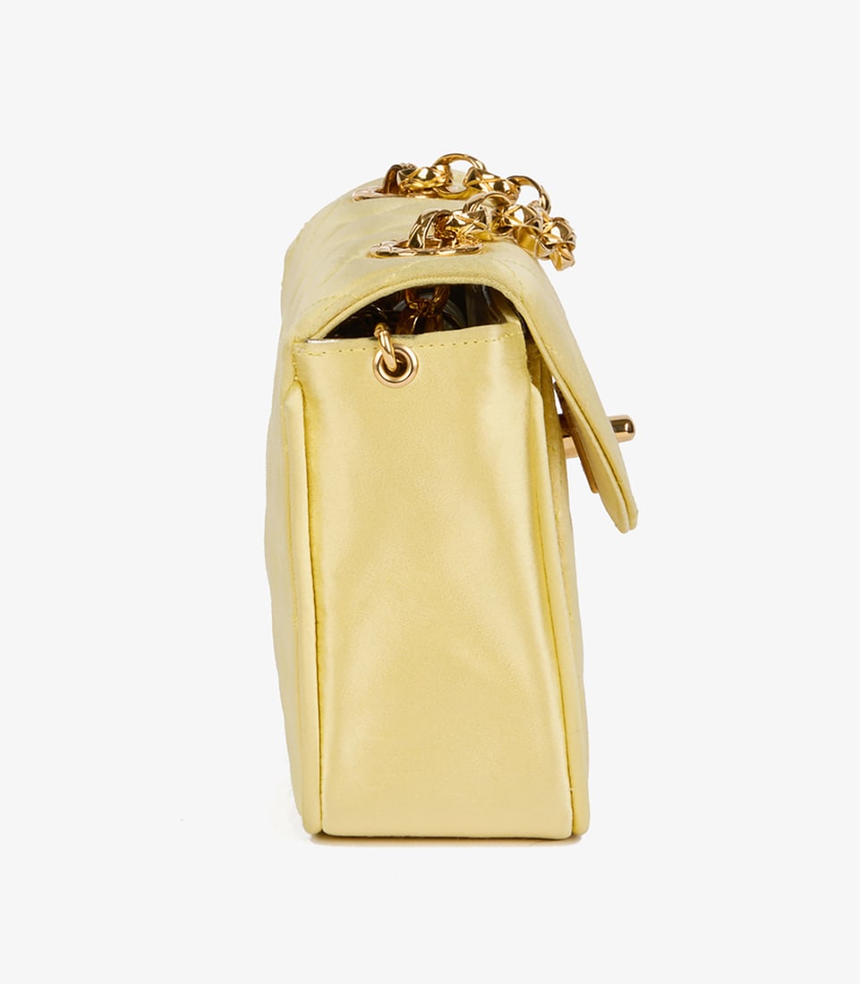 Chanel Yellow Quilted Satin Vintage Mini Flap Bag - 4