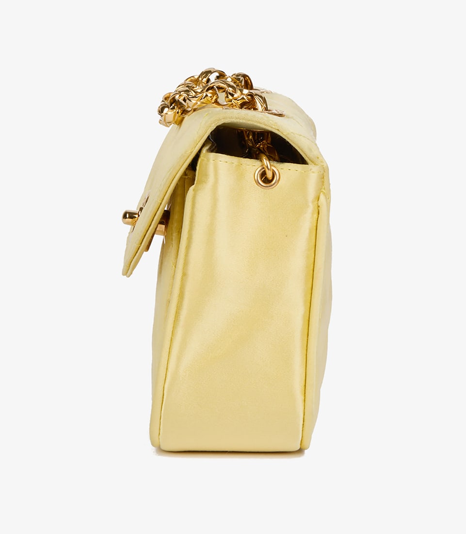 Chanel Yellow Quilted Satin Vintage Mini Flap Bag - 5