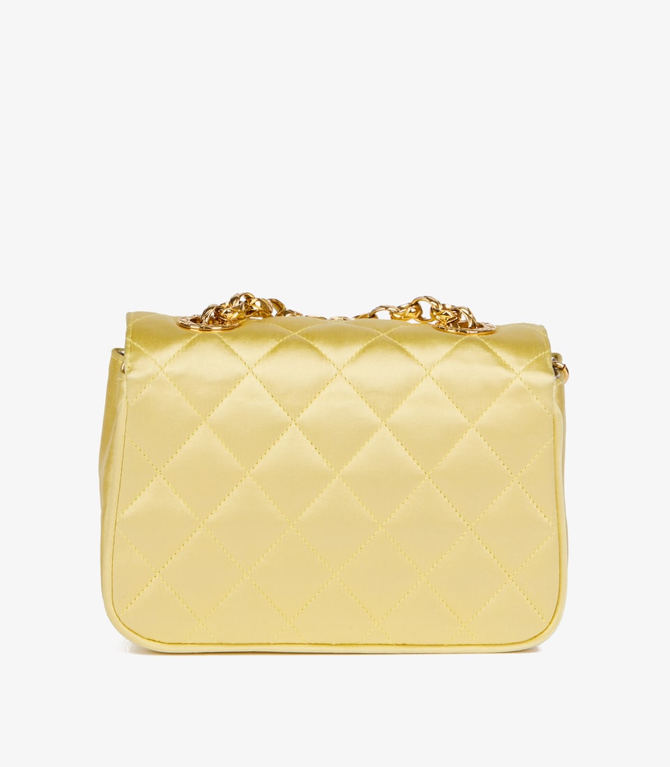 Chanel Yellow Quilted Satin Vintage Mini Flap Bag - 6