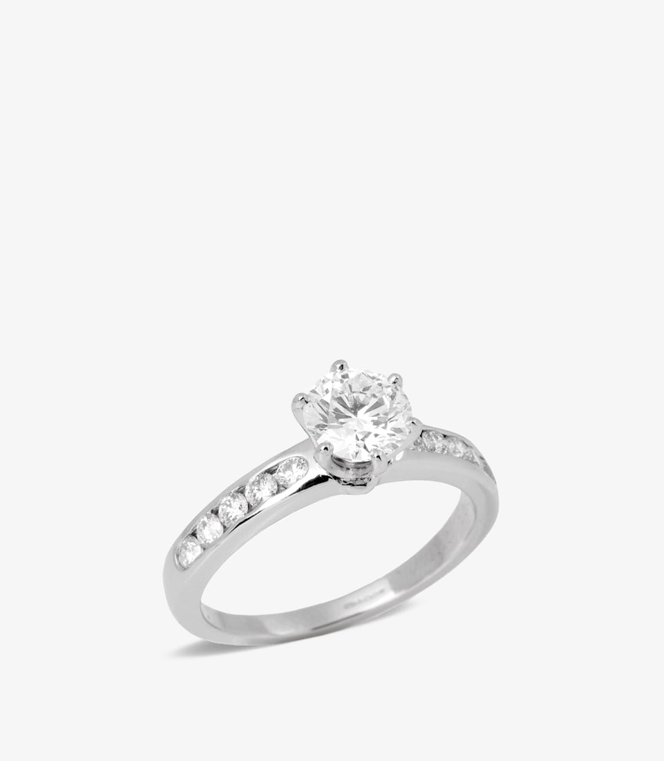 Tiffany & Co. Brilliant Cut 1.03ct with Diamond Shoulder Platinum Tiffany Setting Ring (1 of 11)