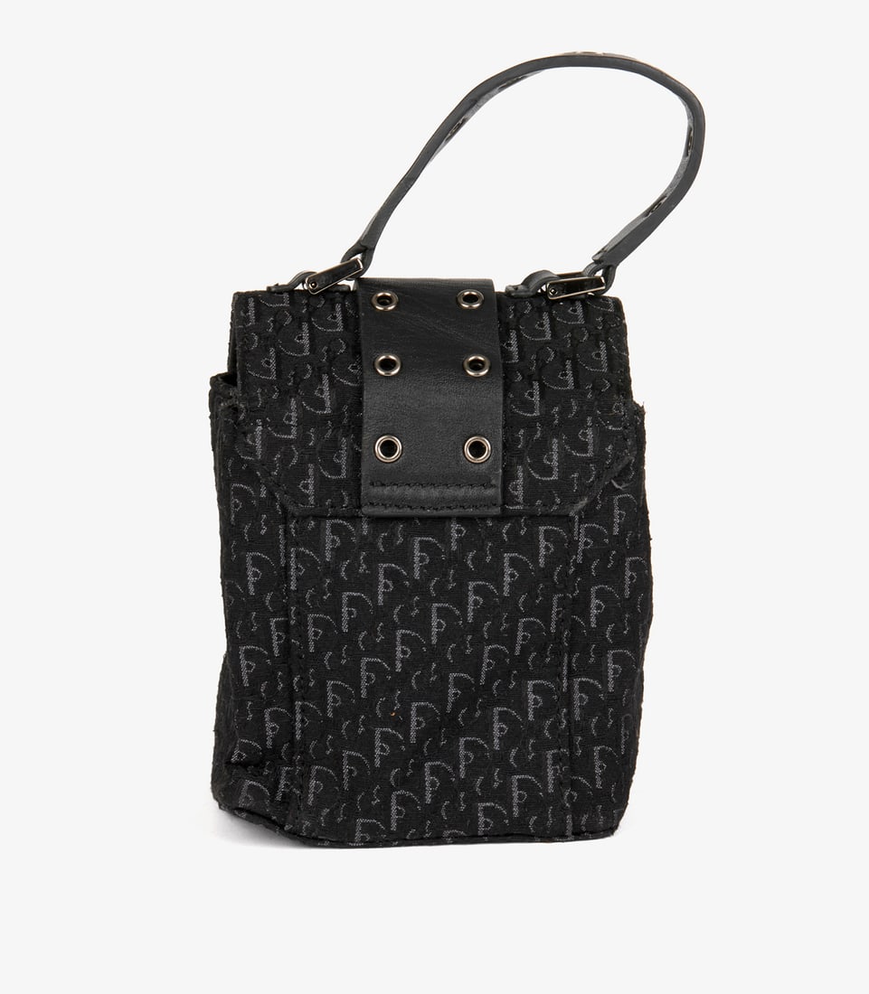 Christian Dior Black Oblique Monogram Canvas & Calfskin Leather Vintage Top Handle Box Bag - 6