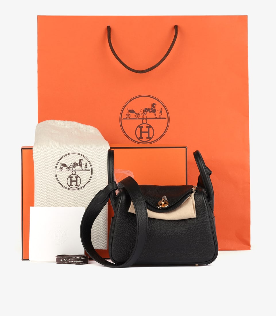 Hermès Black Clemence Leather Mini Lindy 20 - 11