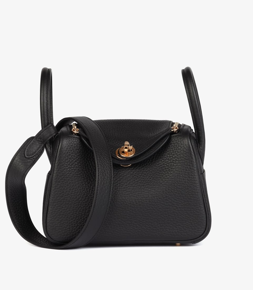 Hermès Black Clemence Leather Mini Lindy 20: Title: Hermès Black Clemence Leather Mini Lindy 20 Description: Hermès Black Clemence Leather Mini Lindy 20 Product Details Ref: HB6065 Brand: Hermès Model: Mini Lindy 20 Type: