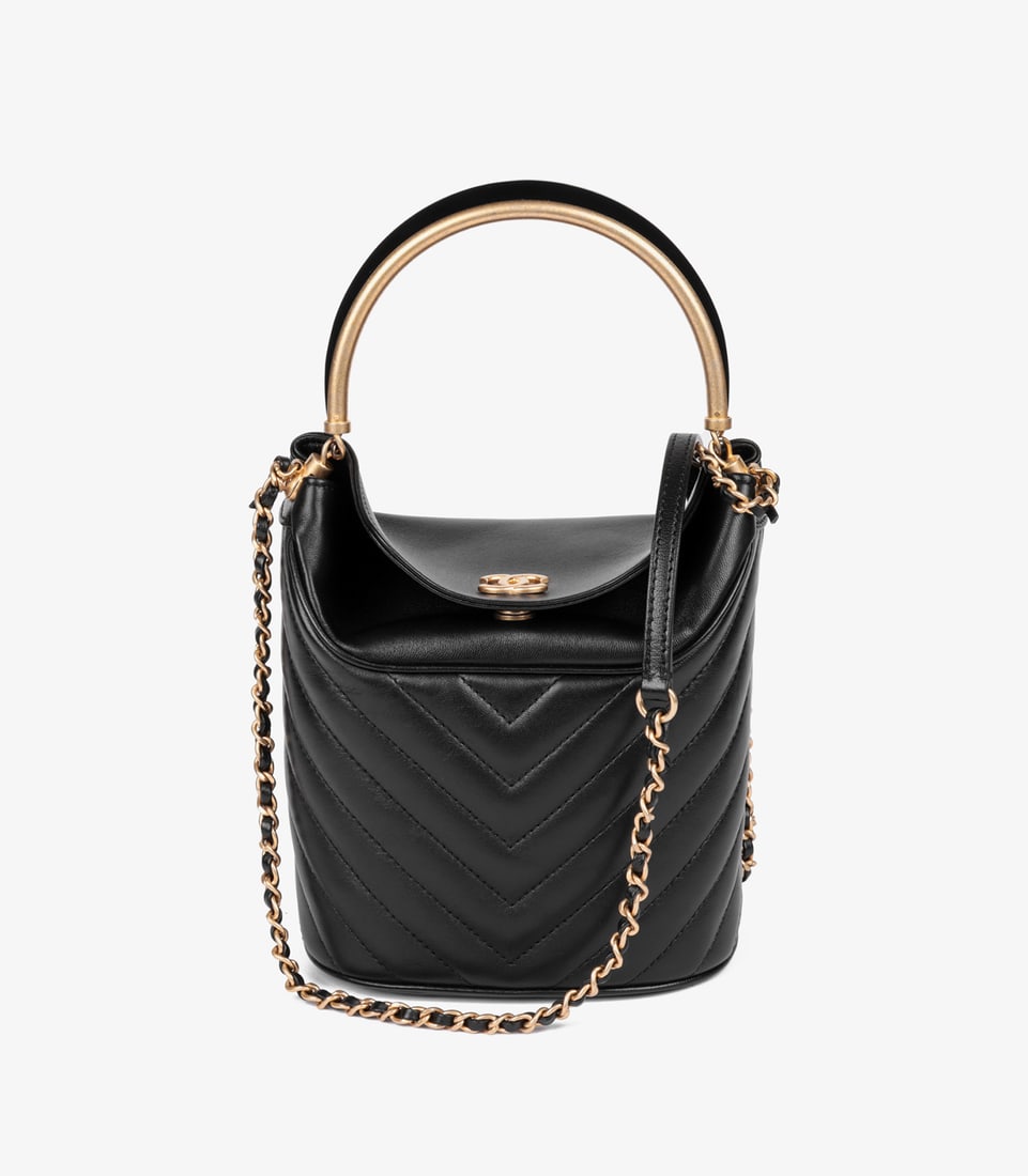Chanel Black Chevron Quilted Lambskin Handle with Chic Bucket Bag: Title: Chanel Black Chevron Quilted Lambskin Handle with Chic Bucket Bag Description: Chanel Black Chevron Quilted Lambskin Handle with Chic Bucket Bag Product Details Ref: HB4976 Brand: