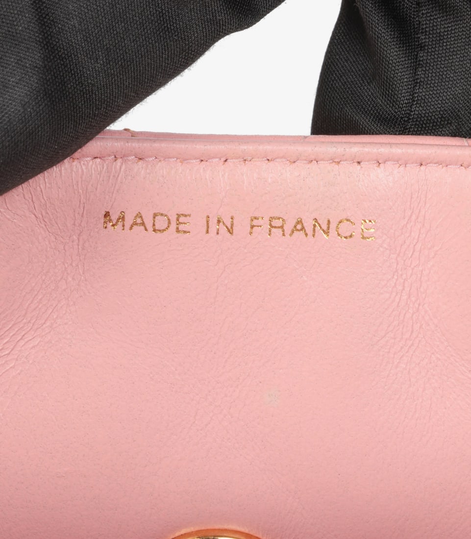 Chanel Pink Quilted Lambskin Leather Small Top Handle Classic Single Flap Bag - 11