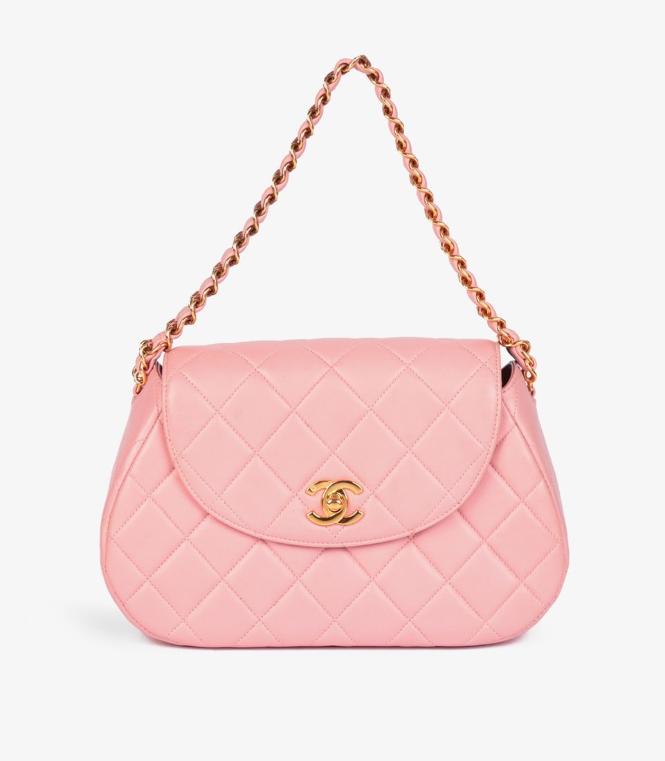 Chanel Pink Quilted Lambskin Leather Small Top Handle Classic Single Flap Bag (1 of 13)
