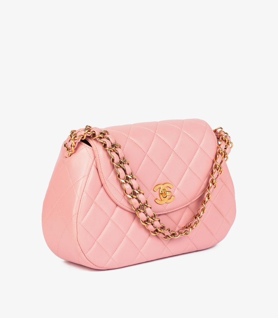 Chanel Pink Quilted Lambskin Leather Small Top Handle Classic Single Flap Bag - 3
