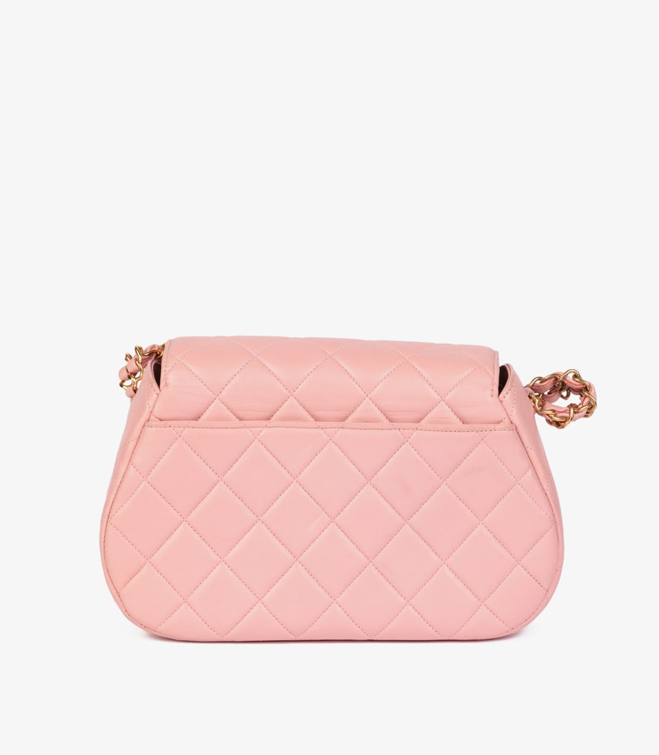 Chanel Pink Quilted Lambskin Leather Small Top Handle Classic Single Flap Bag - 6