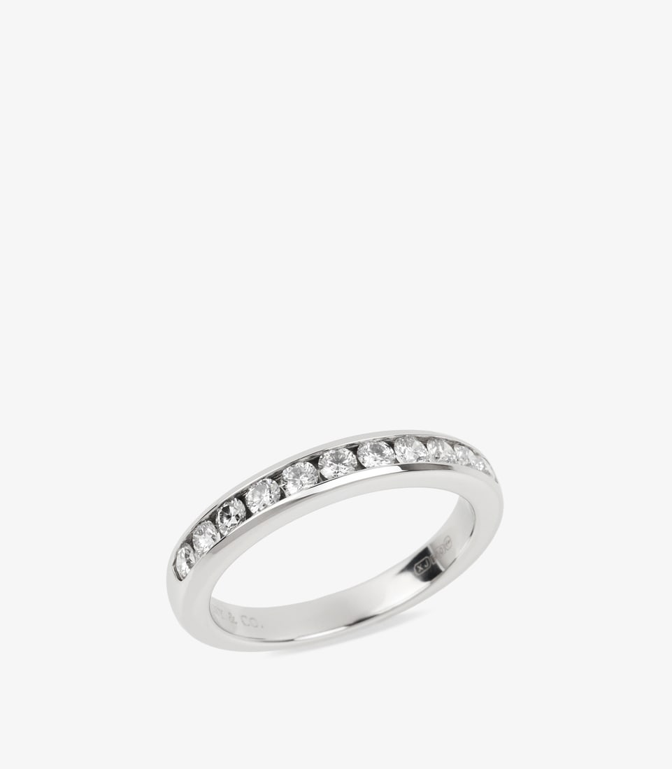 Tiffany & Co. Brilliant Cut Diamond Platinum 3mm Half Eternity Ring (1 of 6)
