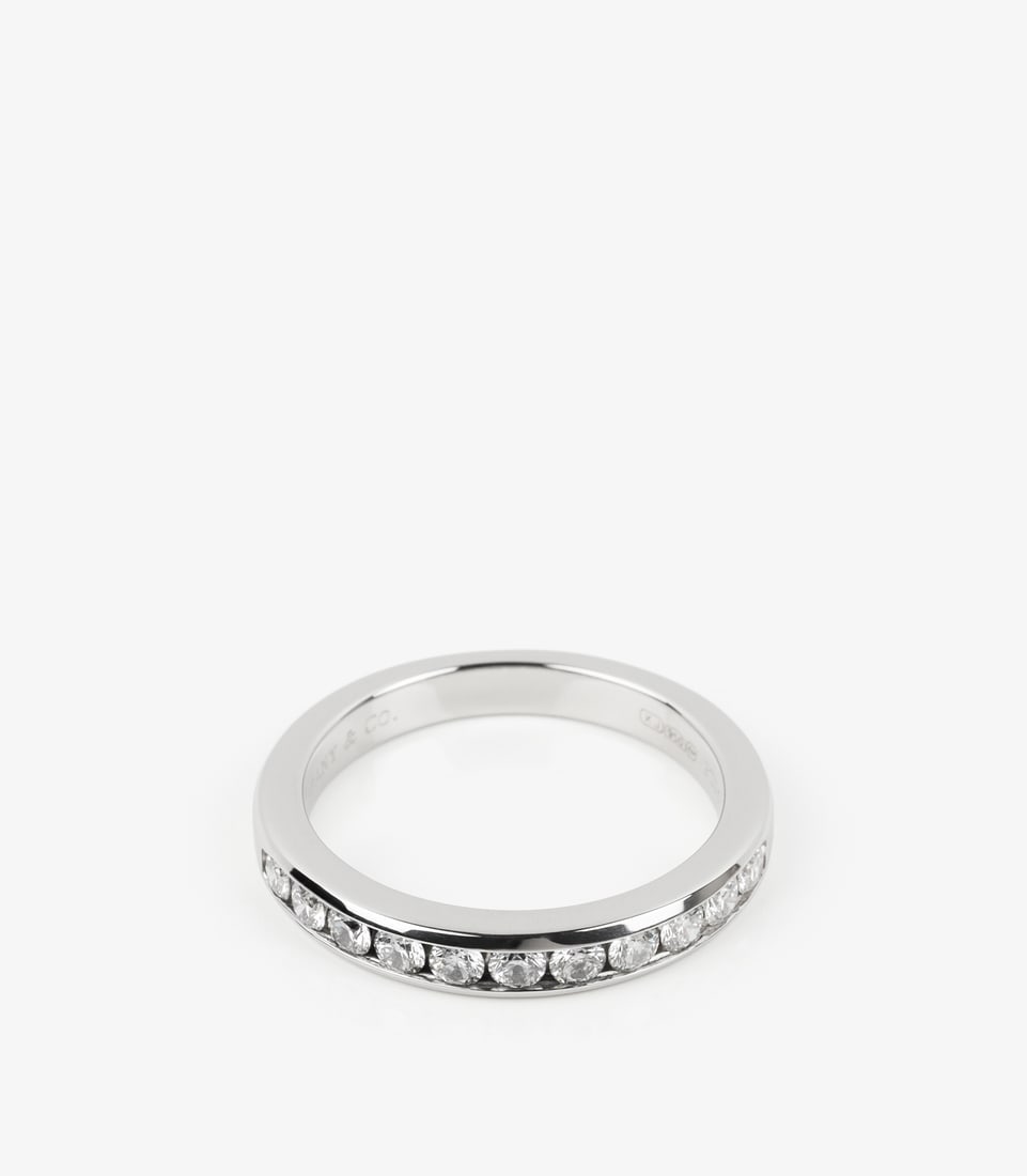 Tiffany & Co. Brilliant Cut Diamond Platinum 3mm Half Eternity Ring - 3