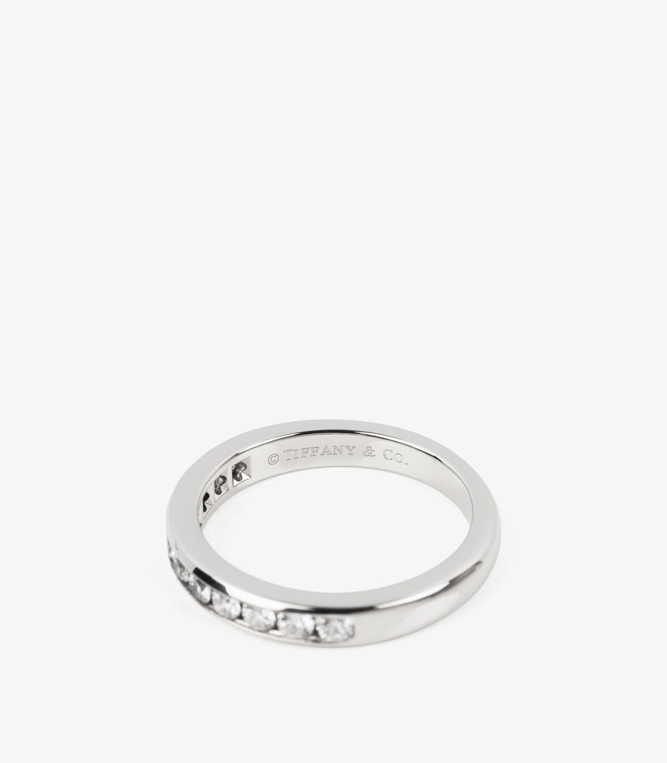 Tiffany & Co. Brilliant Cut Diamond Platinum 3mm Half Eternity Ring - 4