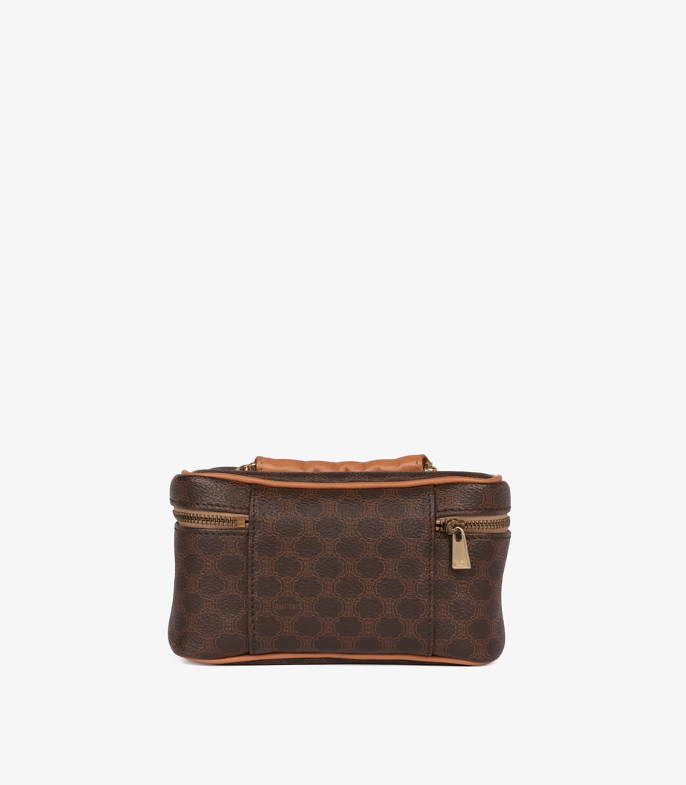 Celine Brown Macadam Monogram Coated Canvas & Calfskin Leather Vintage Top Handle Vanity Case - 6